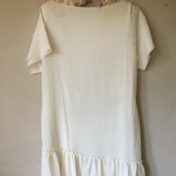 All Saints white, asymmetrical textured Sara Dress - Picture 4 of 5